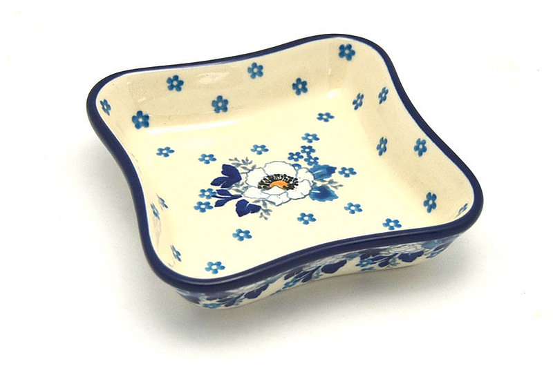 Ceramika Artystyczna Polish Pottery Fluted Dipping Dish - White Poppy 630-2222a (Ceramika Artystyczna)
