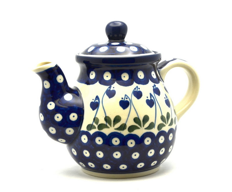 Ceramika Artystyczna Polish Pottery Gooseneck Teapot - 20 oz. - Bleeding Heart 119-377o (Ceramika Artystyczna)