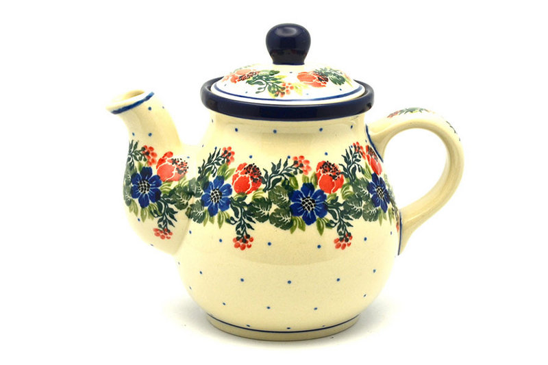 Ceramika Artystyczna Polish Pottery Gooseneck Teapot - 20 oz. - Garden Party 119-1535a (Ceramika Artystyczna)