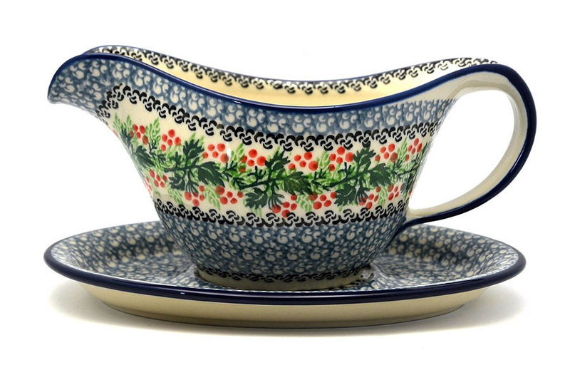 Ceramika Artystyczna Polish Pottery Gravy Boat - Holly Berry 239-1734a (Ceramika Artystyczna)