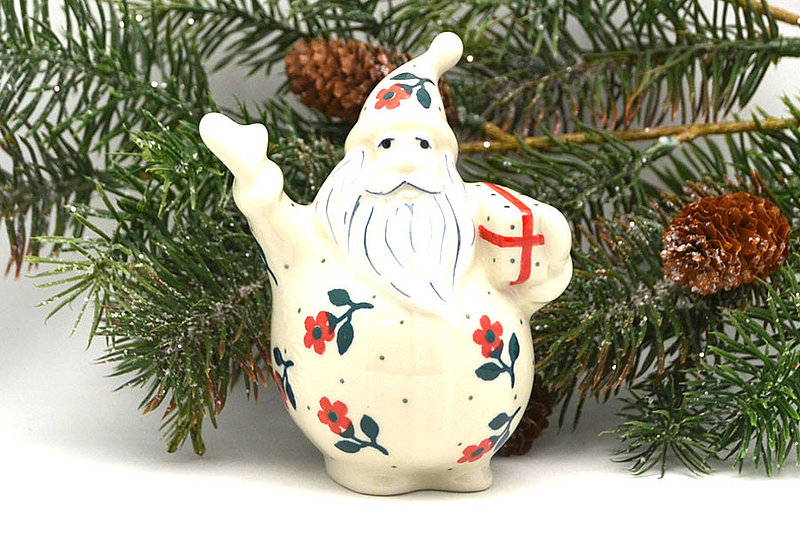 Polish Pottery Jolly Santa Figurine - Dainty Daisies