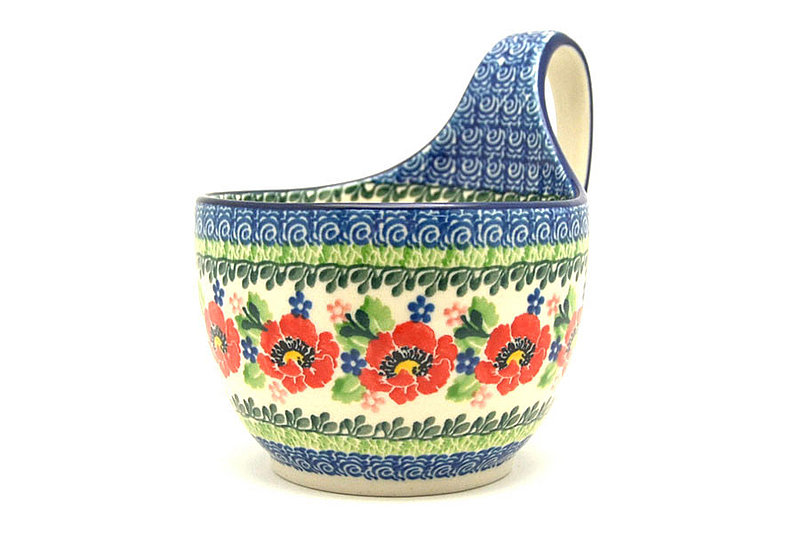 Ceramika Artystyczna Polish Pottery Loop Handle Bowl - Danish Garden 845-3219a (Ceramika Artystyczna)