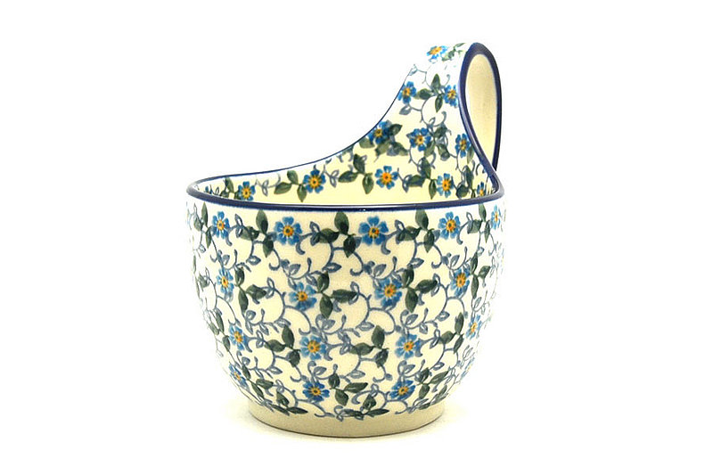 Ceramika Artystyczna Polish Pottery Loop Handle Bowl - Forget-Me-Knot 845-2089a (Ceramika Artystyczna)
