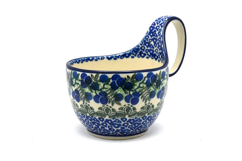 Ceramika Artystyczna Polish Pottery Loop Handle Bowl - Huckleberry 845-1413a (Ceramika Artystyczna)