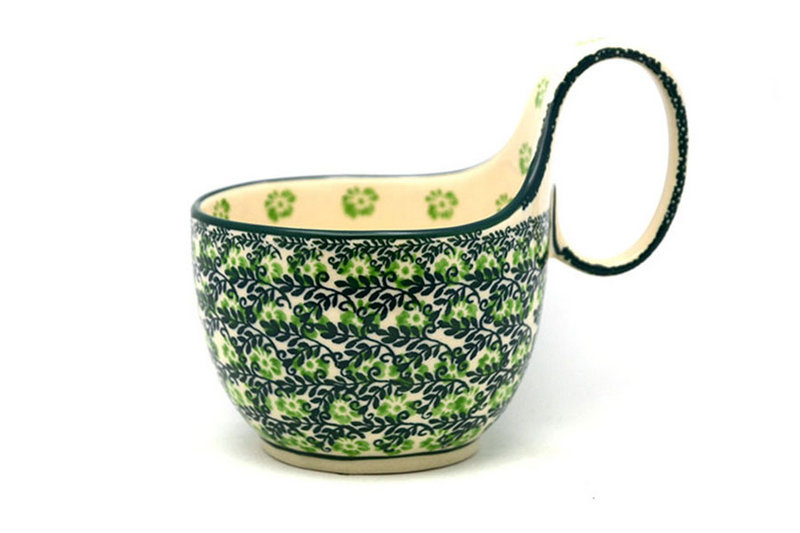 Ceramika Artystyczna Polish Pottery Loop Handle Bowl - Irish Meadow 845-1888q (Ceramika Artystyczna)