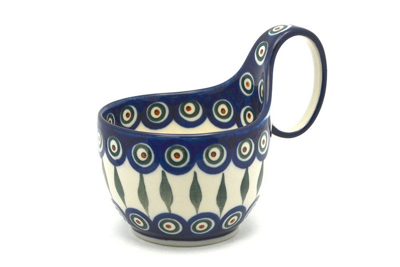 Ceramika Artystyczna Polish Pottery Loop Handle Bowl - Peacock 845-054a (Ceramika Artystyczna)