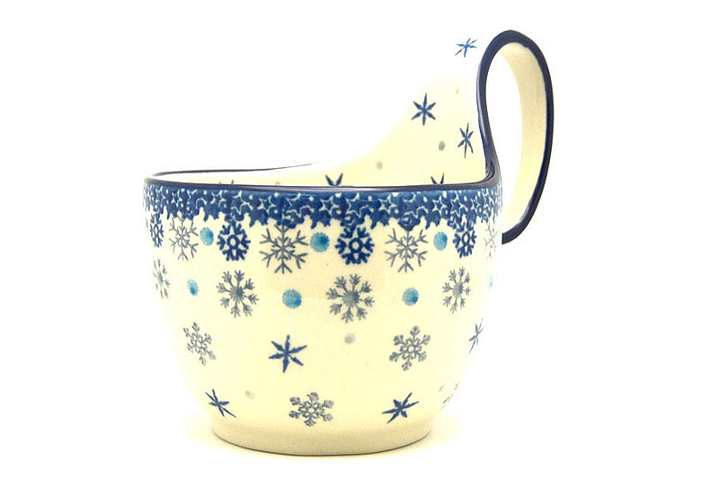 Ceramika Artystyczna Polish Pottery Loop Handle Bowl - Silver Snow 845-2974a (Ceramika Artystyczna)