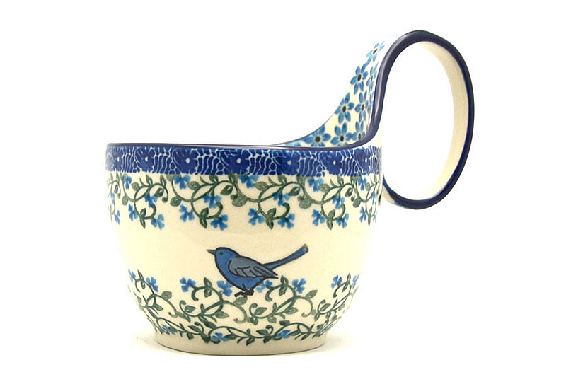 Polish Pottery Loop Handle Bowl - Song Bird