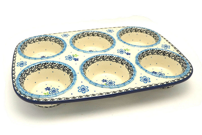 Ceramika Artystyczna Polish Pottery Muffin Pan - Flower Works 811-2633a (Ceramika Artystyczna)