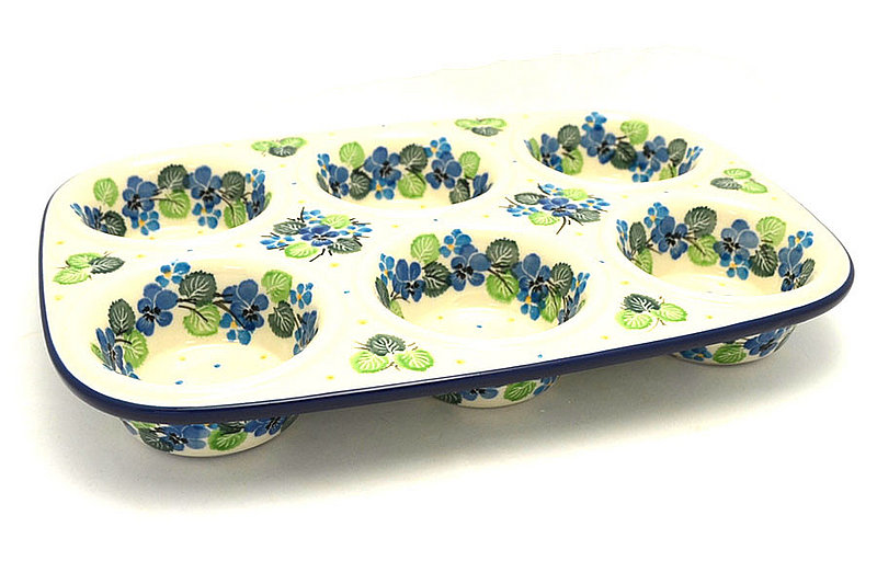 Ceramika Artystyczna Polish Pottery Muffin Pan - Spring Viola 811-2339a (Ceramika Artystyczna)