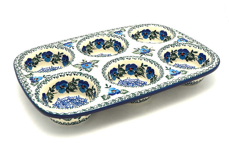 Ceramika Artystyczna Polish Pottery Muffin Pan - Winter Viola 811-2273a (Ceramika Artystyczna)