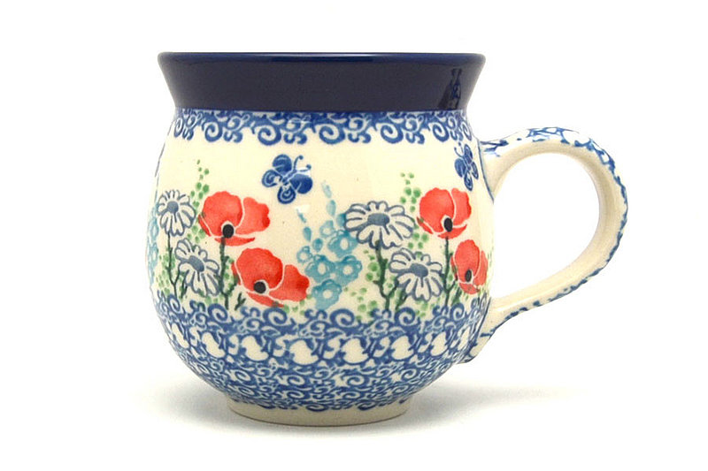 Ceramika Artystyczna Polish Pottery Mug - 11 oz. Bubble - Red Poppy Garden 070-2901a (Ceramika Artystyczna)