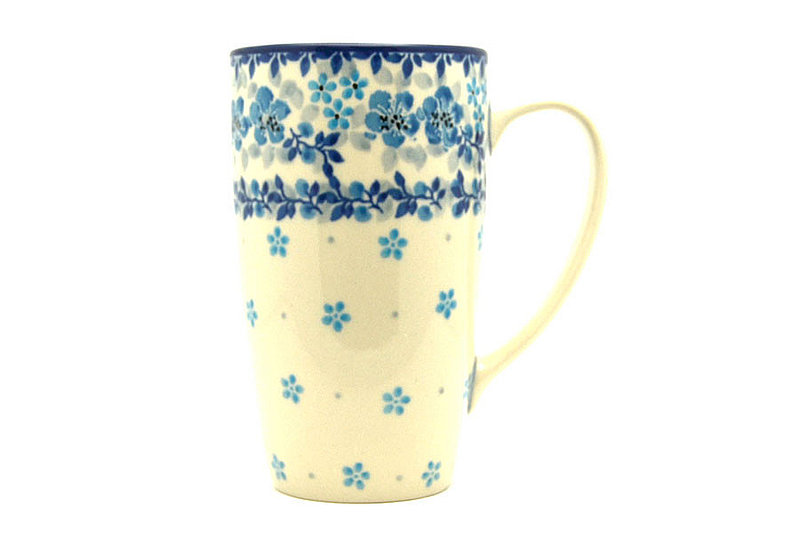 Polish Pottery Mug - 12 oz. Cafe - Flax Flower