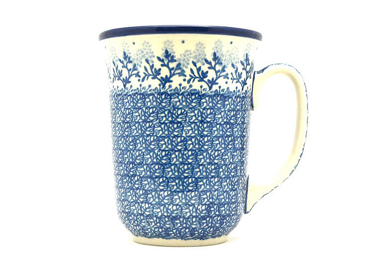 Ceramika Artystyczna Polish Pottery Mug - 16 oz. Bistro - Blue Bonnets 812-3205a (Ceramika Artystyczna)