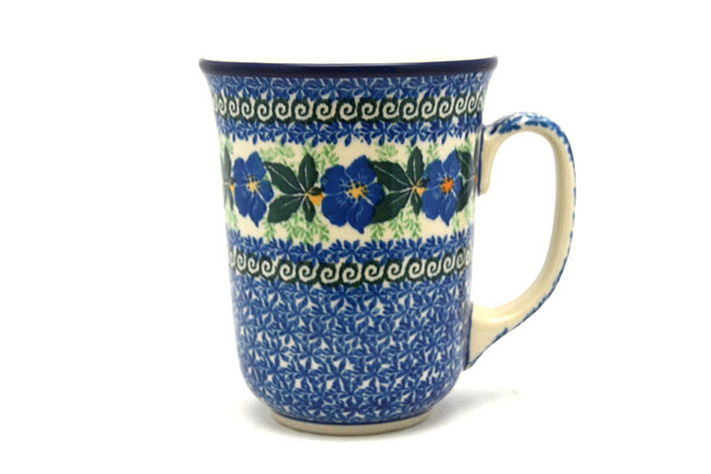 Polish Pottery Mug - 16 oz. Bistro - Blue Pansy 