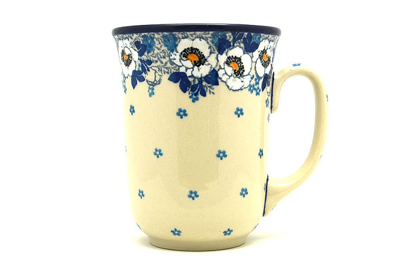 Ceramika Artystyczna Polish Pottery Mug - 16 oz. Bistro - White Poppy 812-2222a (Ceramika Artystyczna)