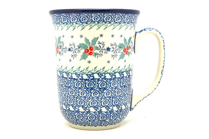 Ceramika Artystyczna Polish Pottery Mug - 16 oz. Bistro - Winter Holly 812-2973a (Ceramika Artystyczna)