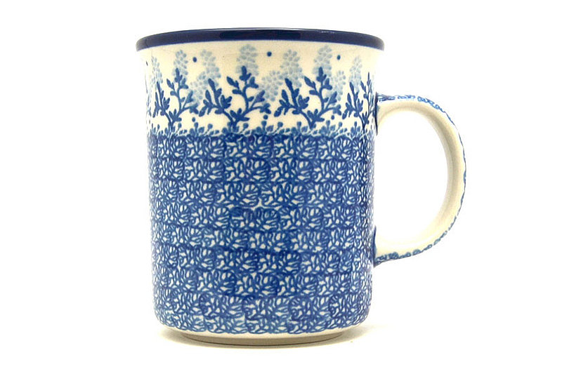 Polish Pottery Mug - Big Straight Sided - Blue Bonnets