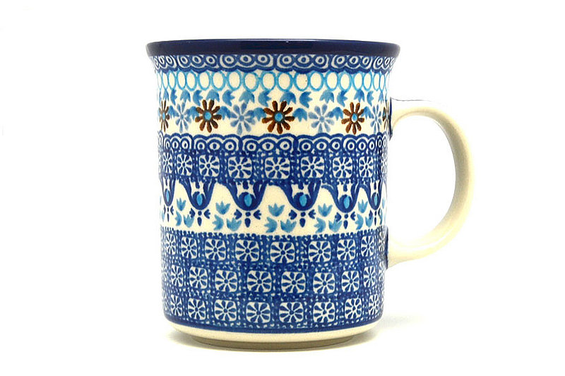 Polish Pottery Mug - Big Straight Sided - Blue Yonder