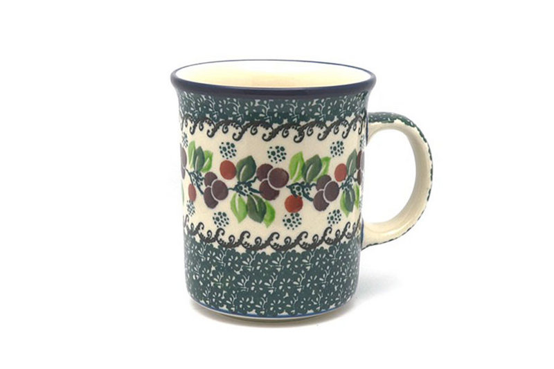 Ceramika Artystyczna Polish Pottery Mug - Big Straight Sided - Burgundy Berry Green B13-1415a (Ceramika Artystyczna)