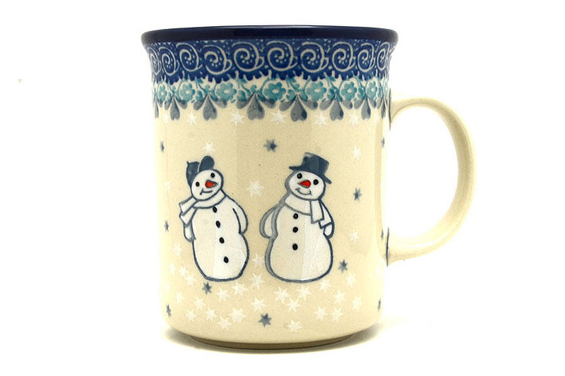 Polish Pottery Mug - Big Straight Sided - Frosty & Flurry