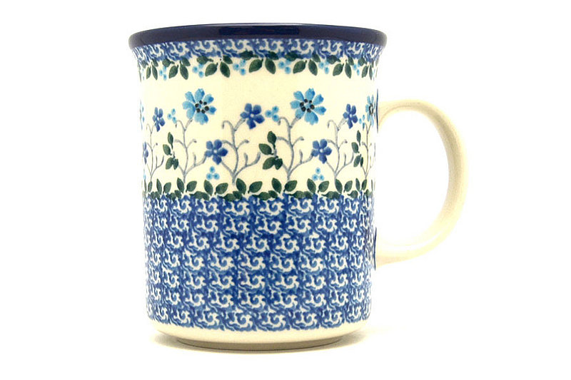 Polish Pottery Mug - Big Straight Sided - Georgia Blue