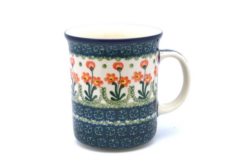 Ceramika Artystyczna Polish Pottery Mug - Big Straight Sided - Peach Spring Daisy B13-560a (Ceramika Artystyczna)