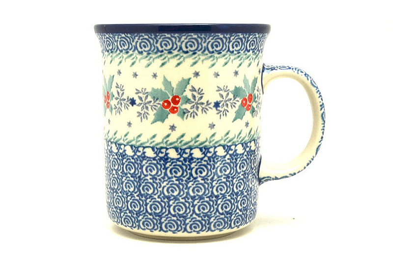 Ceramika Artystyczna Polish Pottery Mug - Big Straight Sided - Winter Holly B13-2973a (Ceramika Artystyczna)