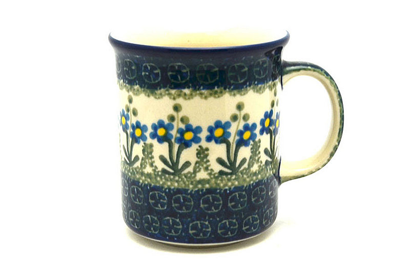 Polish Pottery Mug - Straight Sided - Blue Spring Daisy 