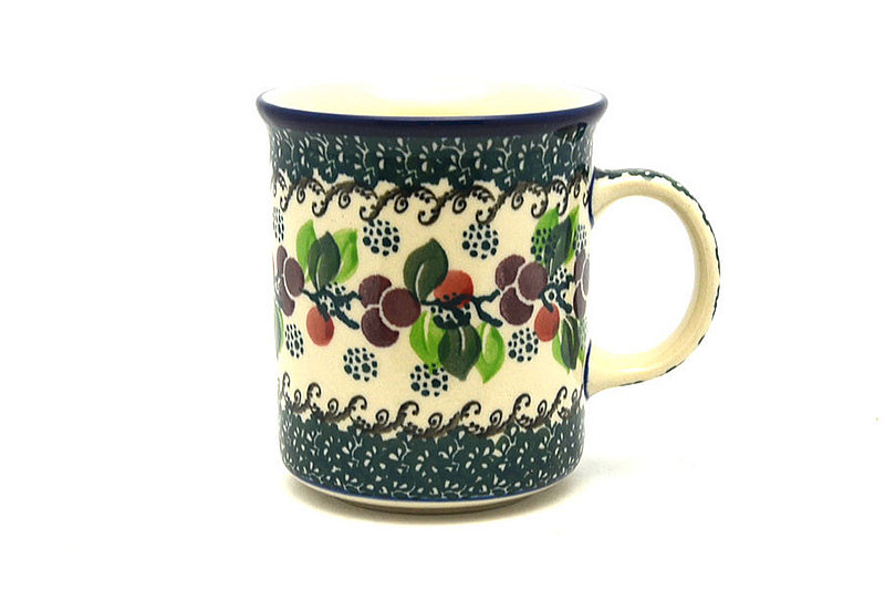 Polish Pottery Mug - Straight Sided - Burgundy Berry Green