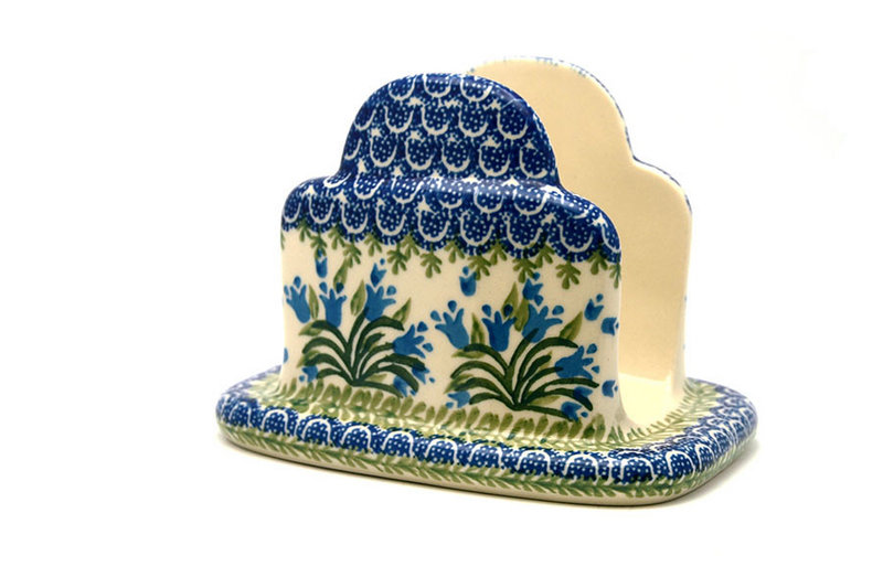 Ceramika Artystyczna Polish Pottery Napkin Holder - Blue Bells 487-1432a (Ceramika Artystyczna)