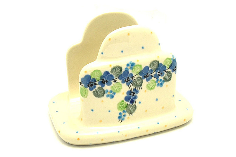 Ceramika Artystyczna Polish Pottery Napkin Holder - Spring Viola 487-2339a (Ceramika Artystyczna)