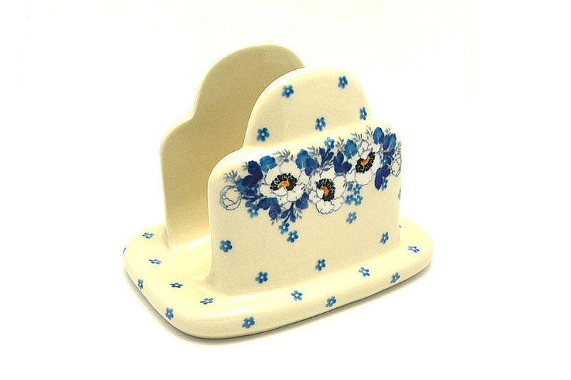 Polish Pottery Napkin Holder - White Poppy