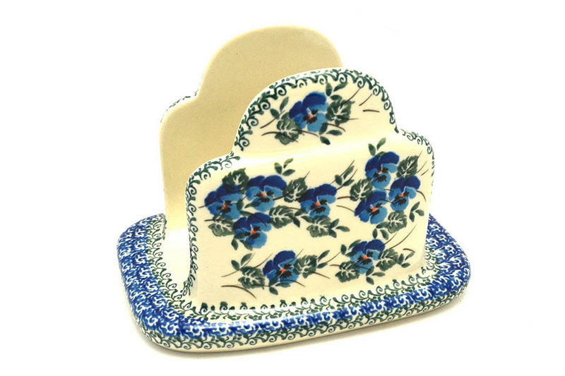 Polish Pottery Napkin Holder - Winter Viola