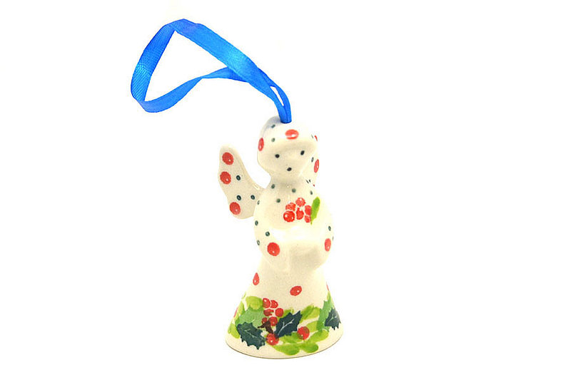 Ceramika Artystyczna Polish Pottery Ornament - Angel - Christmas Holly C67-2541a (Ceramika Artystyczna)