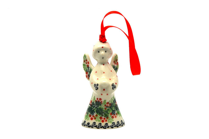 Ceramika Artystyczna Polish Pottery Ornament - Angel - Holly Berry C67-1734a (Ceramika Artystyczna)