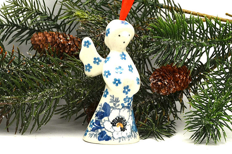 Ceramika Artystyczna Polish Pottery Ornament - Angel - White Poppy C67-2222a (Ceramika Artystyczna)
