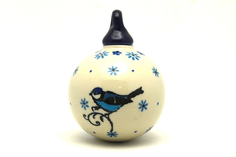 Polish Pottery Ornament - Ball - Bluebird