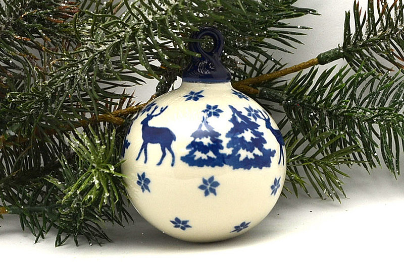 Ceramika Artystyczna Polish Pottery Ornament - Ball - Winter Forest 186-1931a (Ceramika Artystyczna)