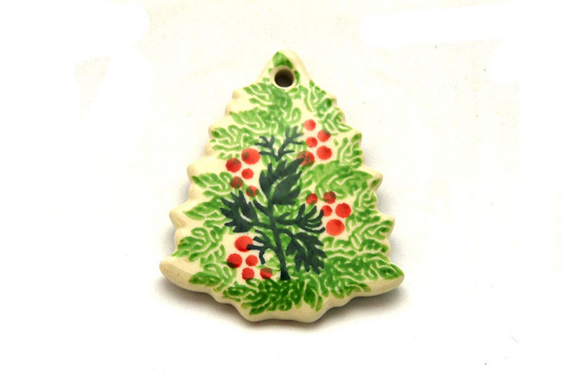 Ceramika Artystyczna Polish Pottery Ornament - Christmas Tree - Holly Berry A87-1734a (Ceramika Artystyczna)
