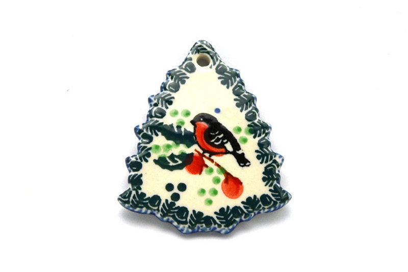 Polish Pottery Ornament - Christmas Tree - Red Robin