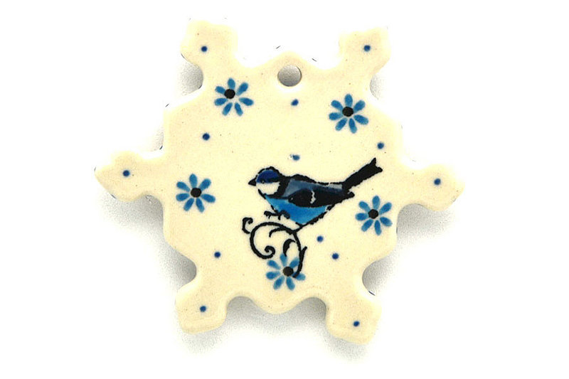 Polish Pottery Ornament - Snowflake - Bluebird