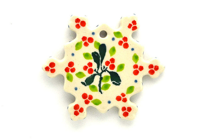 Polish Pottery Ornament - Snowflake - Mistletoe