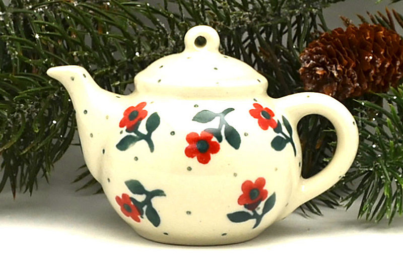 Ceramika Artystyczna Polish Pottery Ornament - Teapot - Dainty Daisies F88-1661a (Ceramika Artystyczna)