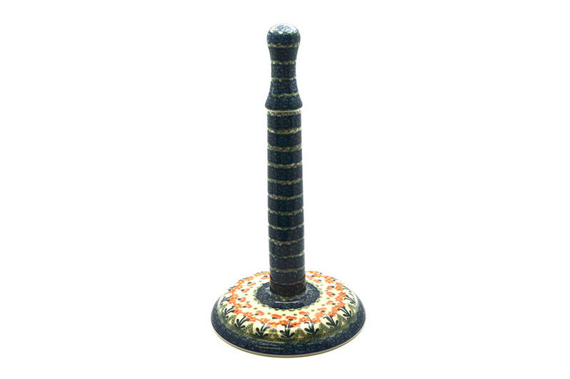 Polish Pottery Paper Towel Holder - Peach Spring Daisy