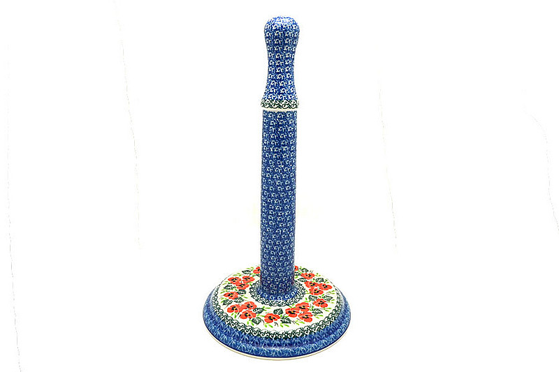 Ceramika Artystyczna Polish Pottery Paper Towel Holder - Red Pansy 834-2538a (Ceramika Artystyczna)