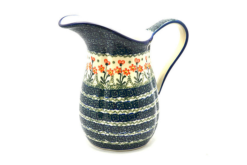 Ceramika Artystyczna Polish Pottery Pitcher - 2 pint - Peach Spring Daisy B35-560a (Ceramika Artystyczna)