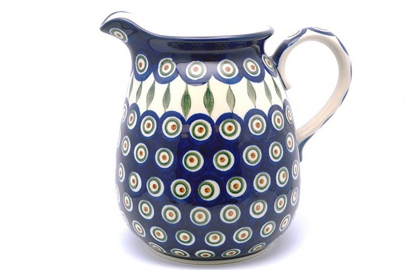 Polish Pottery Pitcher - 2 quart - Peacock