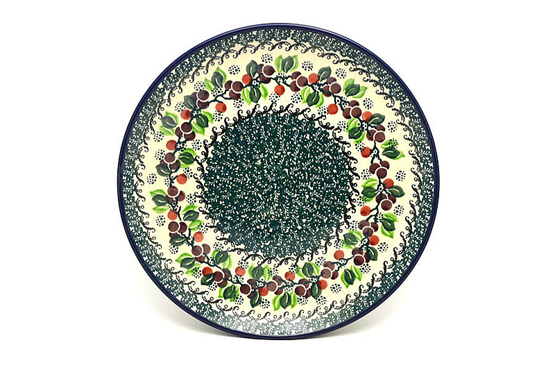 Ceramika Artystyczna Polish Pottery Plate - 10" Dinner - Burgundy Berry Green 257-1415a (Ceramika Artystyczna)