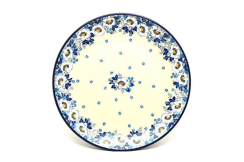 Polish Pottery Plate - 10" Dinner - White Poppy